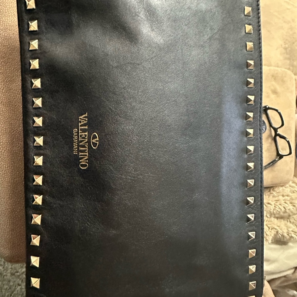 Valentino Black Leather Bag with Gold Accents